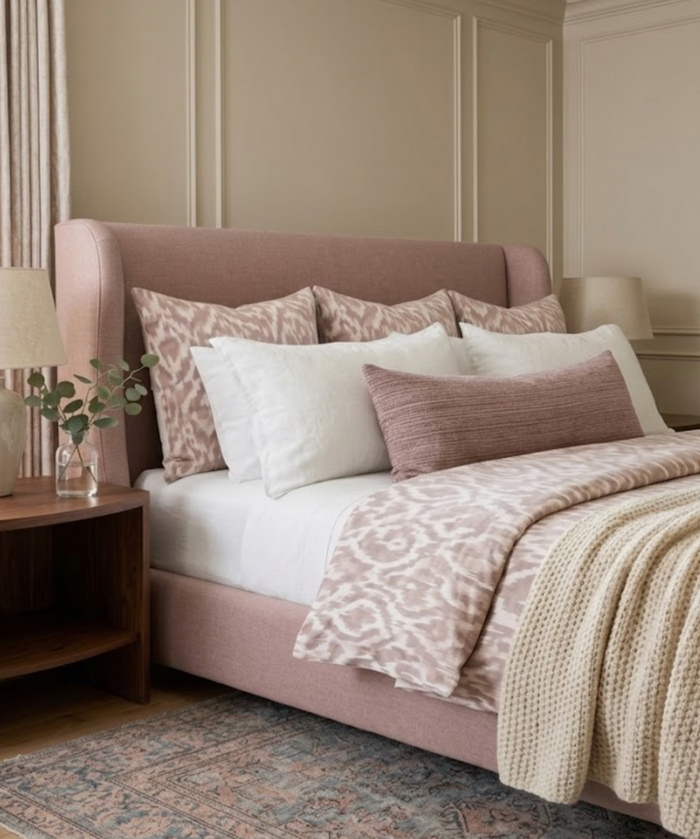 Bale Velvet Pillow Cover in Blush Pink