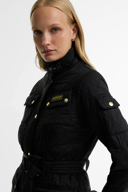 Barbour International Polarquilt Quilted Jacket Black/Black LQU0030 on model Shop Barbour International at Dotique