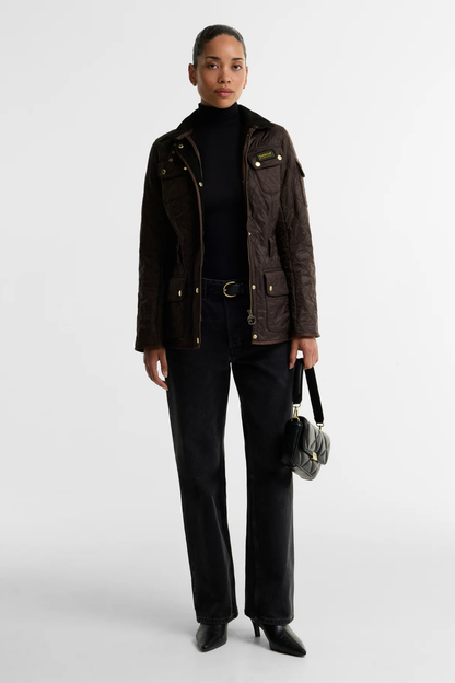 Barbour International Polarquilt Quilted Jacket Truffle LQU0030 on model Shop Barbour International at Dotique