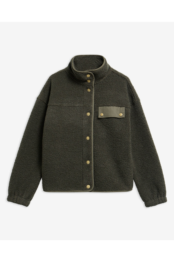 Barbour Mabel Fleece Olive LFL0095 olive fleece jacket front view Shop Barbour at Dotique