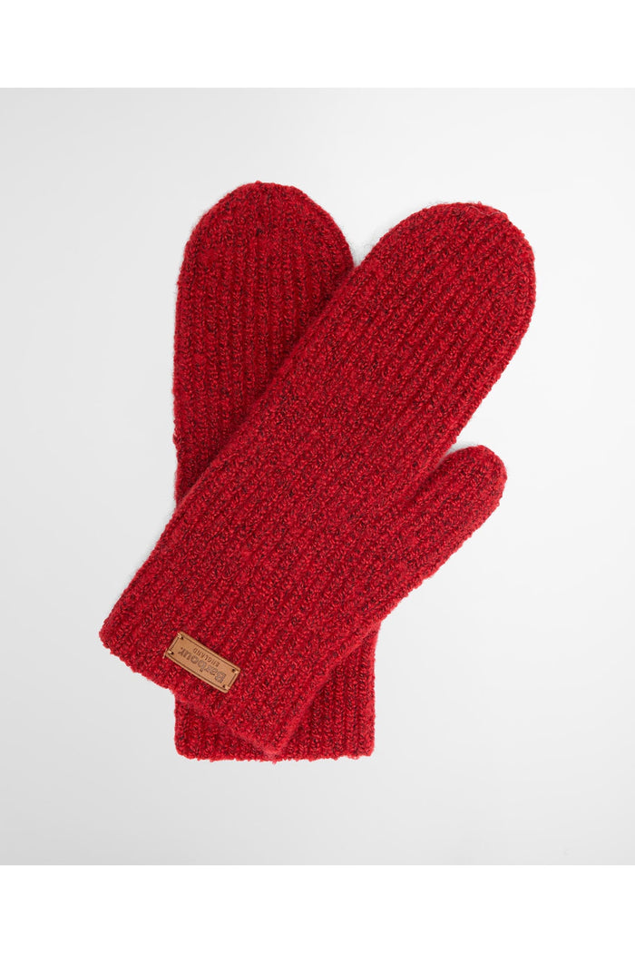 Barbour Pendle Knit Mitts Crimson Red LGL0163 red knitted mittens Shop Barbour at Dotique