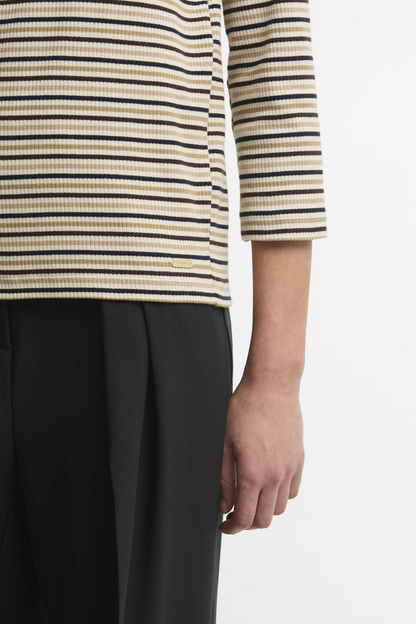 Barbour Wynn Striped Top Birchwood Stripe LML0937 worn by model Shop Barbour at Dotique
