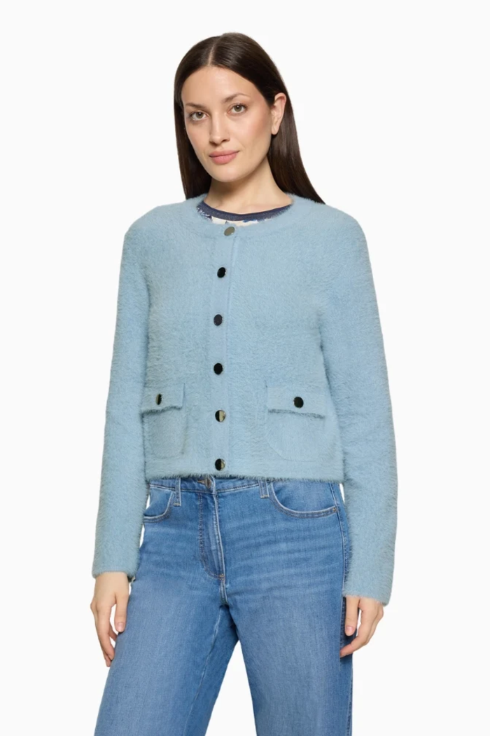 Betty Barclay 5496/2034 Knitted Jacket with Front Pockets Sky Blue Shop Betty Barclay at Dotique