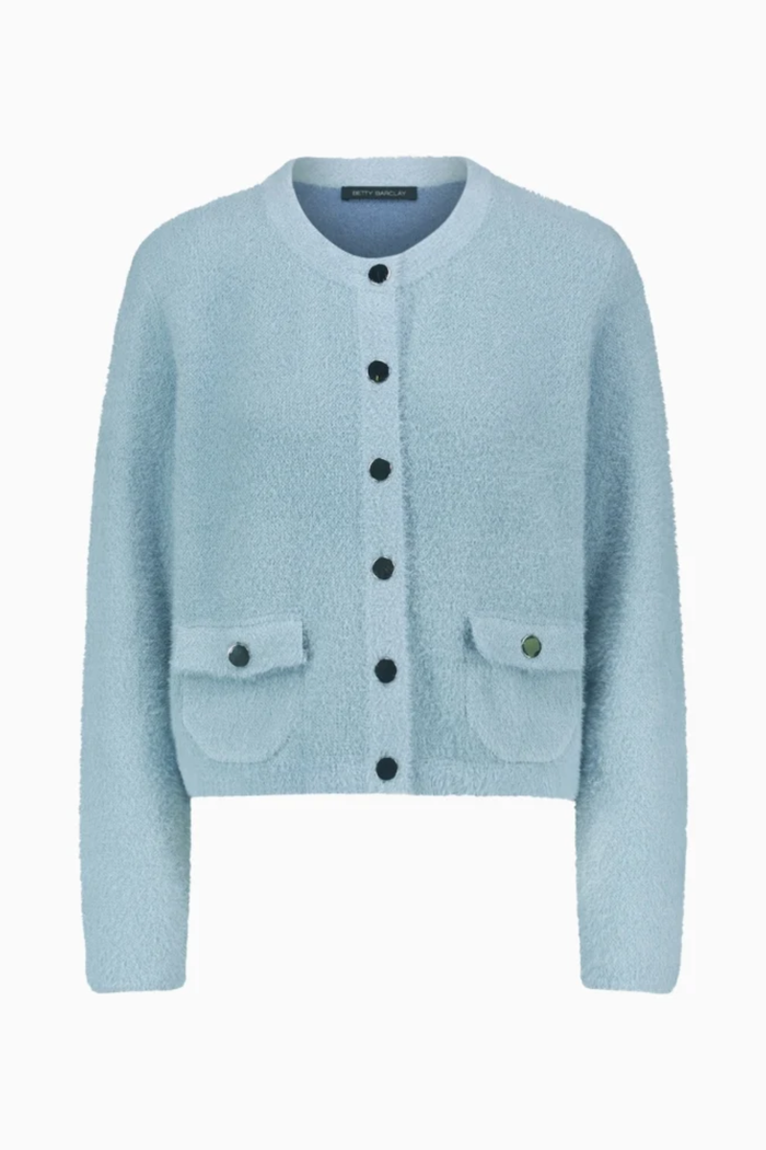 Betty Barclay 5496/2034 Knitted Jacket with Front Pockets Sky Blue Shop Betty Barclay at Dotique