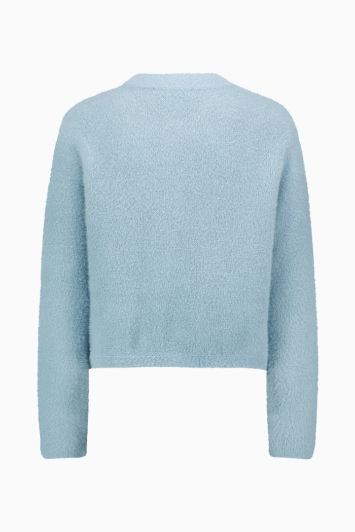 Betty Barclay 5496/2034 Knitted Jacket with Front Pockets Sky Blue back view Shop Betty Barclay at Dotique