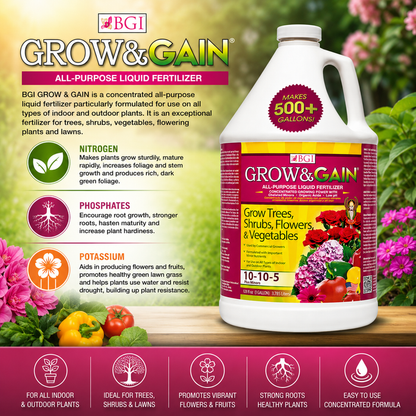 BGI Grow and Gain 10-10-5 All Purpose Liquid Fertilizer Concentrated - 1 Gallon - Seed World