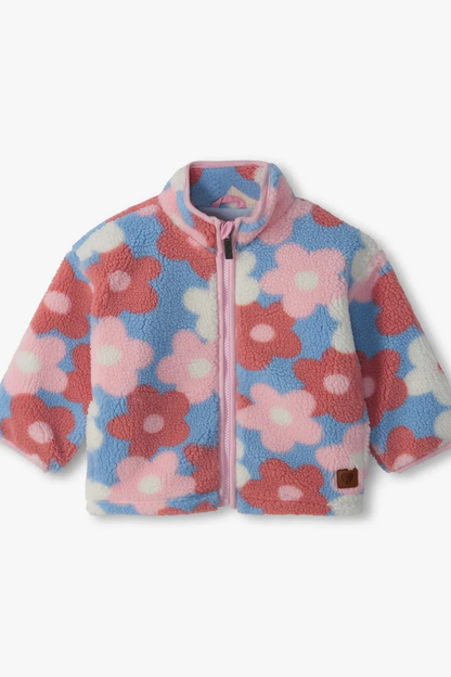 Big Flowers Faux Sherpa Jacket