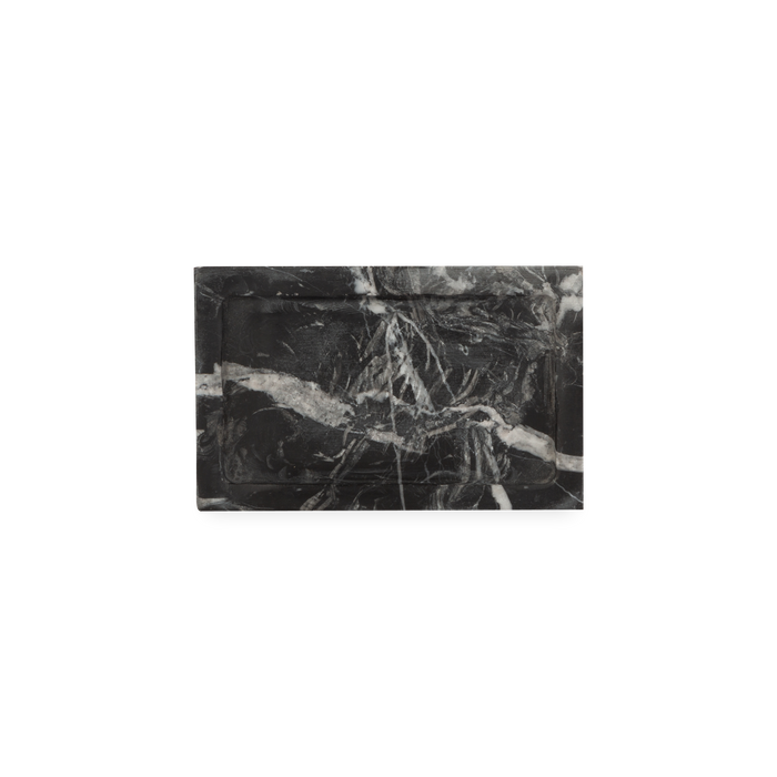 Beautifully handcrafted by skilled artisans, the Marble Collection accessories are made from black marble with natural white veins.