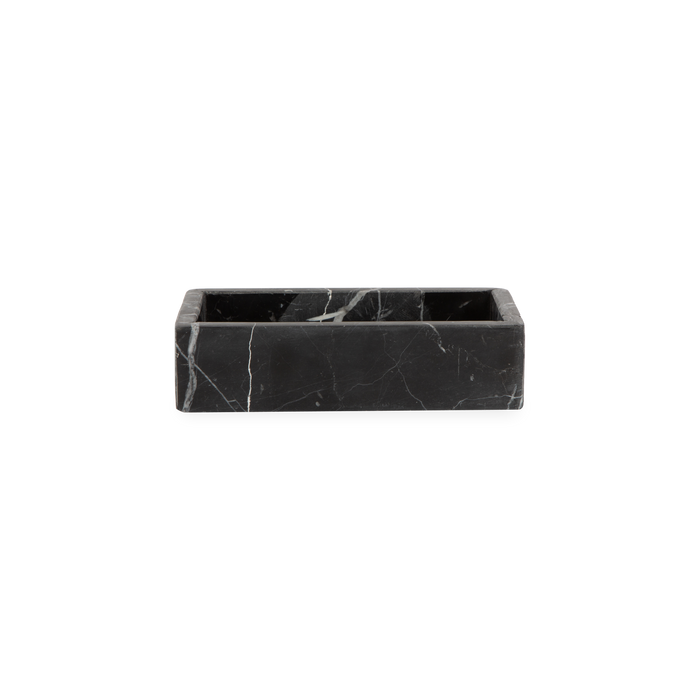 Beautifully handcrafted by skilled artisans, the Marble Collection accessories are made from black marble with natural white veins.