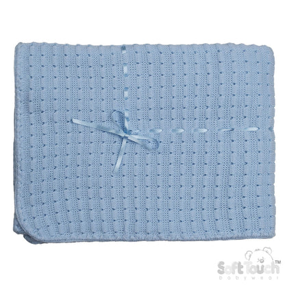 Blue Waffle Shawl - Ribbon (95x95cm) (PK4) SH12-B