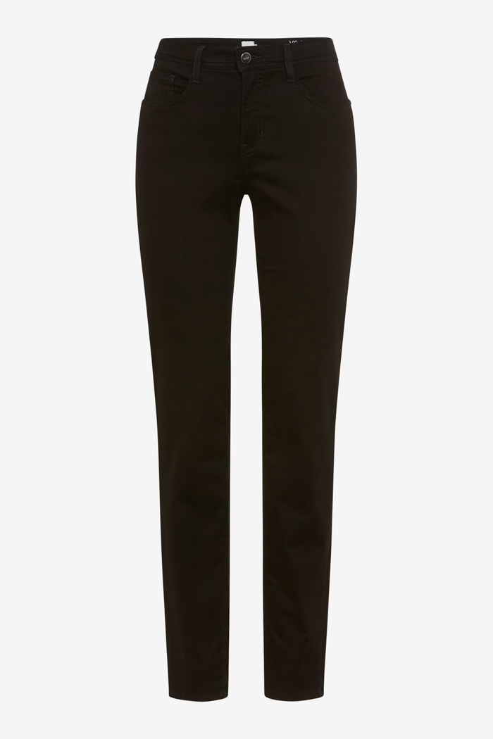 Brax 71-1707 02 Mary Winter Dream Five-Pocket Straight Leg Jeans Black front view. Shop Brax at Dotique