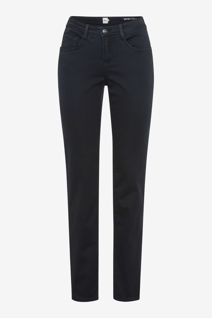 Brax 71-1707 22 Mary Winter Dream Five-Pocket Straight Leg Jeans Dark Blue front view. Shop Brax at Dotique