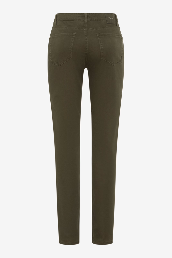 Brax 71-1707 33 Mary Winter Dream Five-Pocket Straight Leg Jeans Green Khaki front view Shop Brax at Dotique