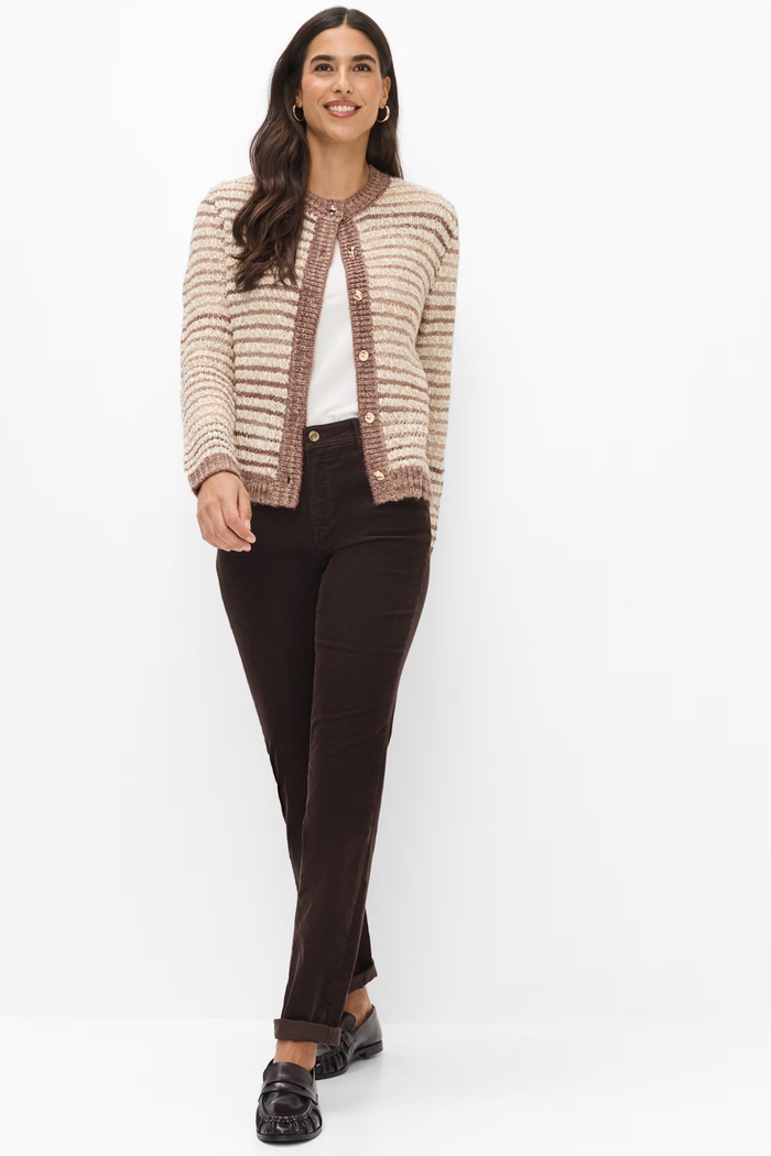 BRAX Mary Corduroy Trousers 9-3833/55 Dark Brown on model. Brax. Shop Brax at Dotique