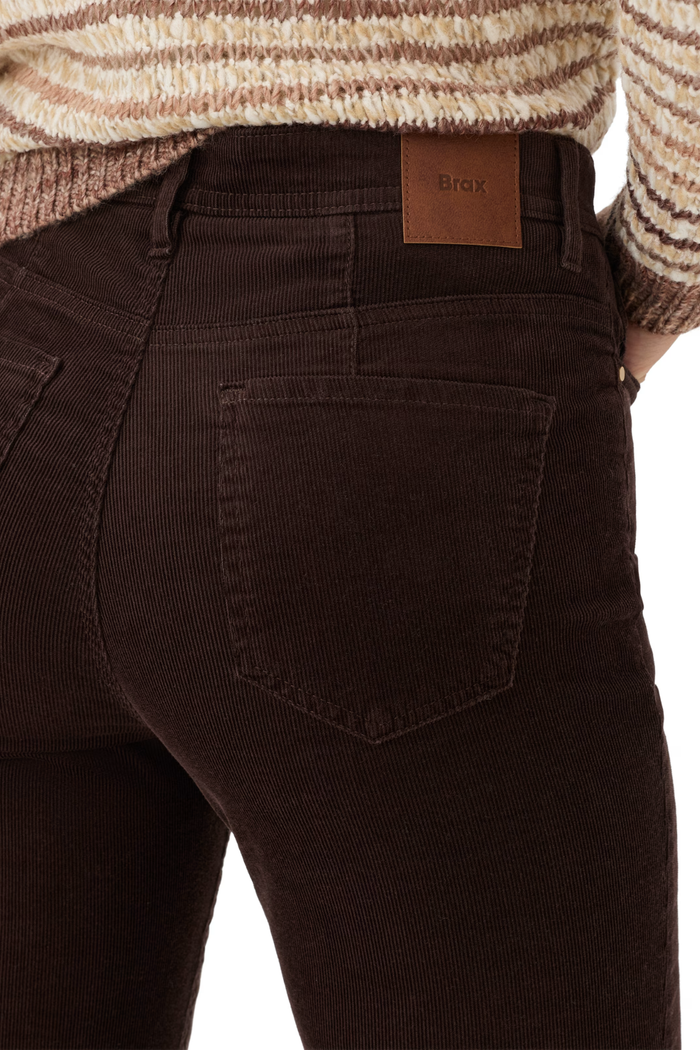 BRAX Mary Corduroy Trousers 9-3833/55 Dark Brown back pocket detail. Brax. Shop Brax at Dotique