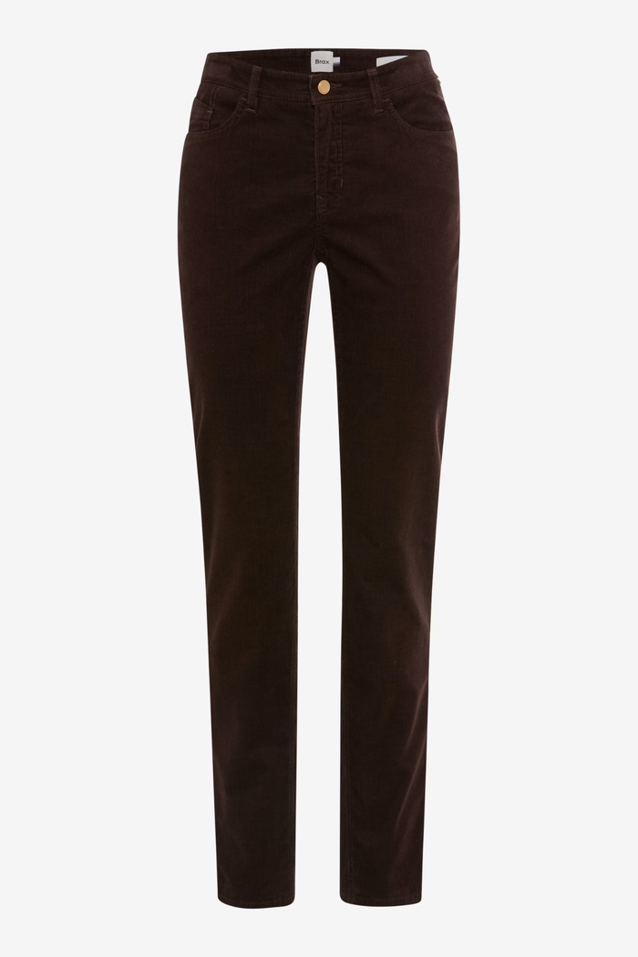 BRAX Mary Corduroy Trousers 9-3833/55 Dark Brown front view. Brax. Shop Brax at Dotique