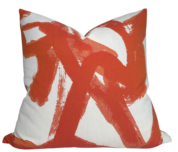 Brushstrokes Pillow Cover in Persimmon, Indoor Outdoor Pillows