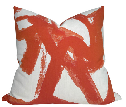 Brushstrokes Pillow Cover in Persimmon, Indoor Outdoor Pillows