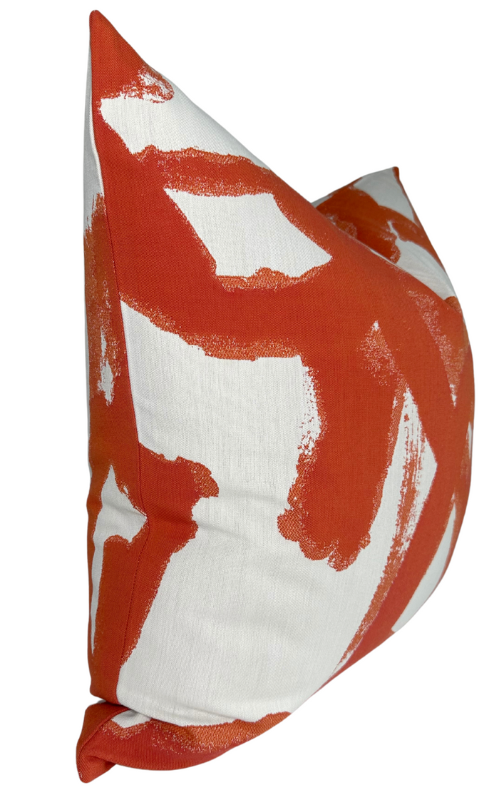 Brushstrokes Pillow Cover in Persimmon, Indoor Outdoor Pillows