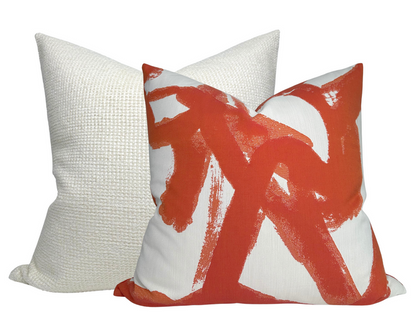Brushstrokes Pillow Cover in Persimmon, Indoor Outdoor Pillows