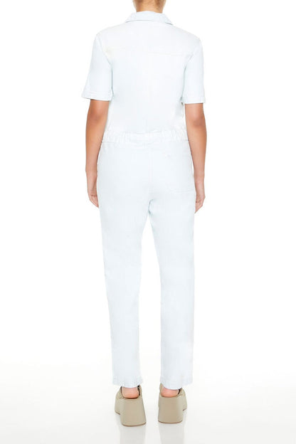 Button-Front Denim Jumpsuit