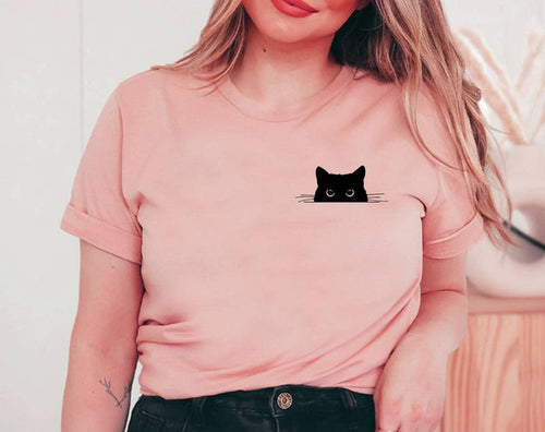 Cat Peeking -  Funny Cute Cat T-Shirt