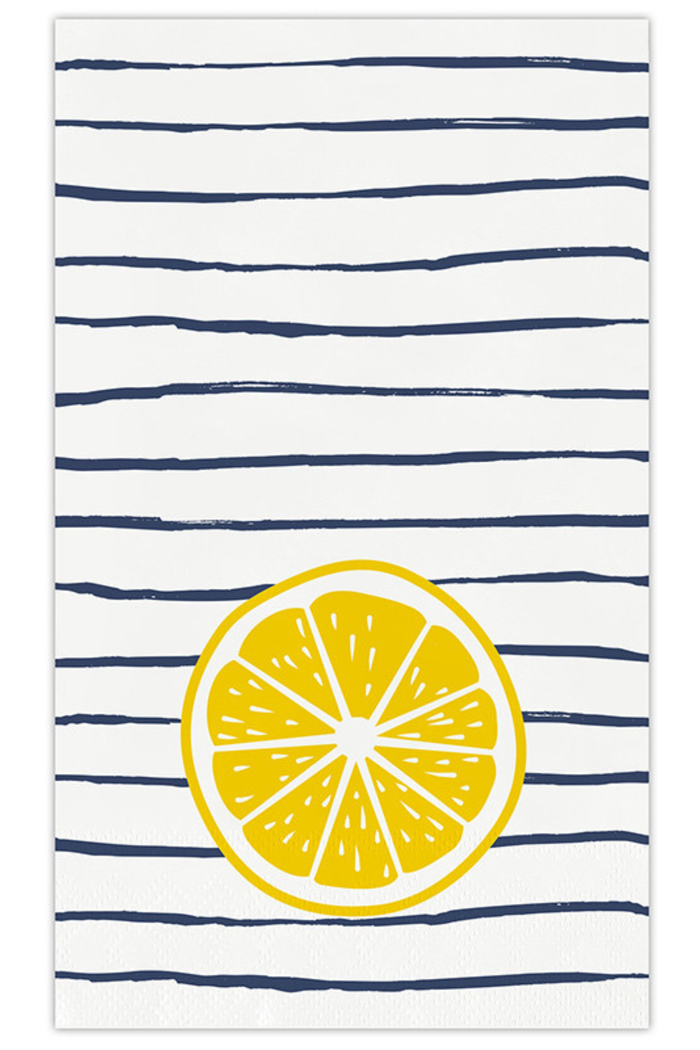 Ceramic Napkin Holder w/Stripes & Lemons (Guest Size)