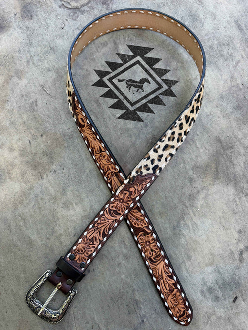 Cheetah Hair on Hide & Tooled Belt