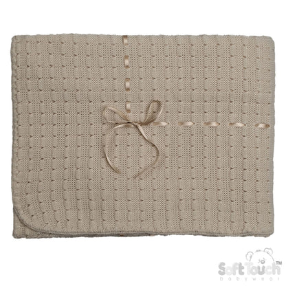Coffee Waffle Shawl - Ribbon (95x95cm) (PK4) SH12-COF
