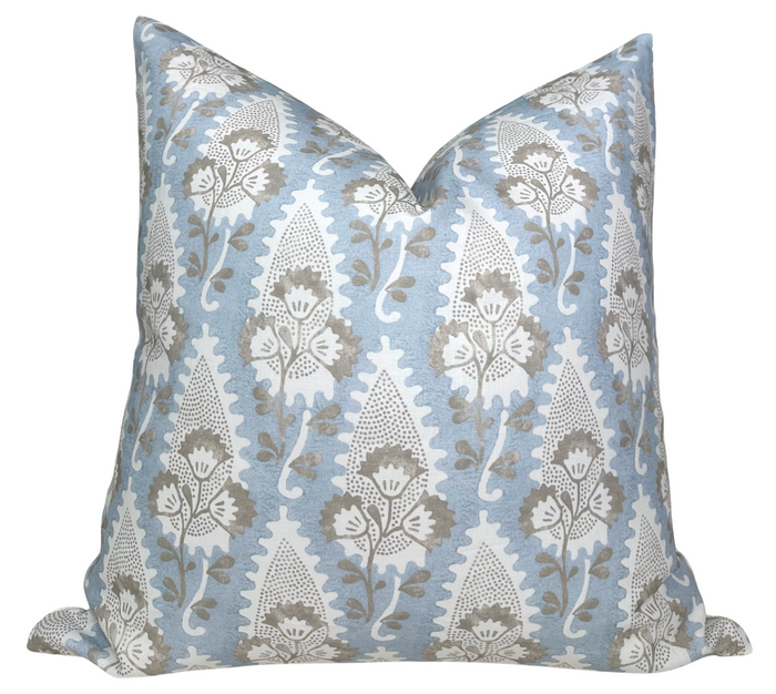 Cornwall Floral Pillow Cover in Spa Blue, Thibaut Pillows