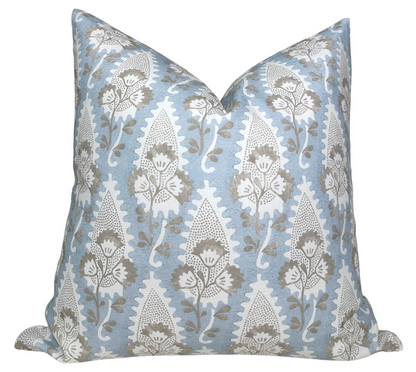 Cornwall Floral Pillow Cover in Spa Blue, Thibaut Pillows