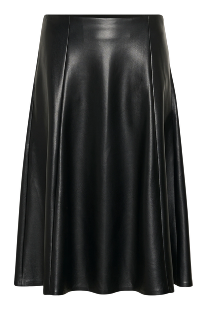 Cream 10614242 CRPaloma Skirt Pitch Black black faux leather skirt Shop Cream at Dotique
