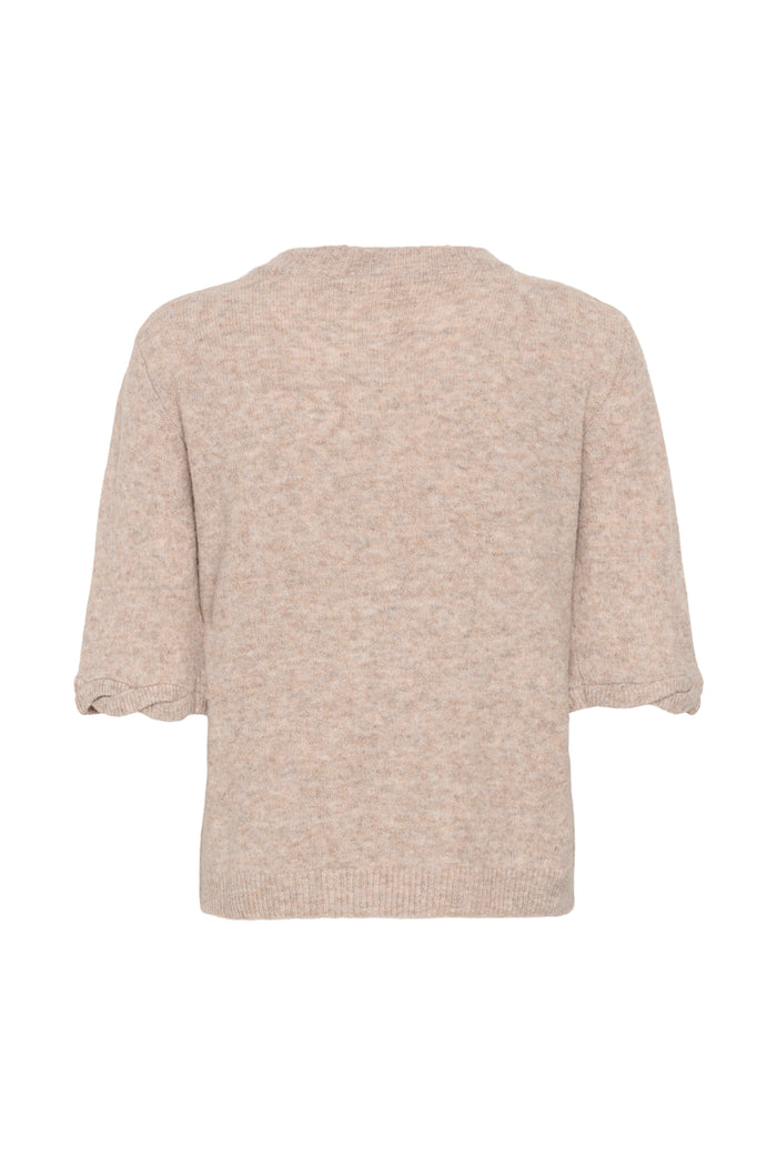 Cream 10615358 CRTrusty Knit Blouse Oat Melange beige knit blouse Shop Cream at Dotique
