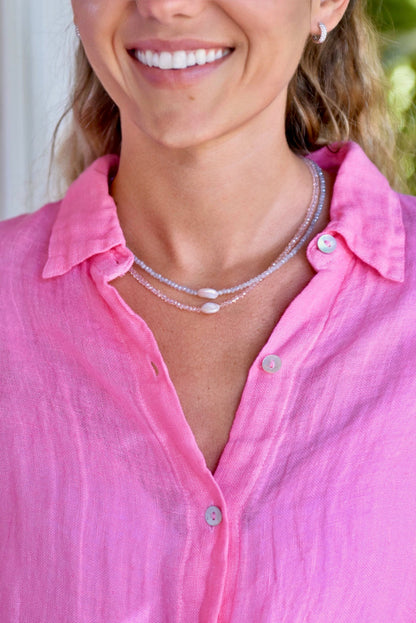 Crystal Choker with Coin Pearl Pink