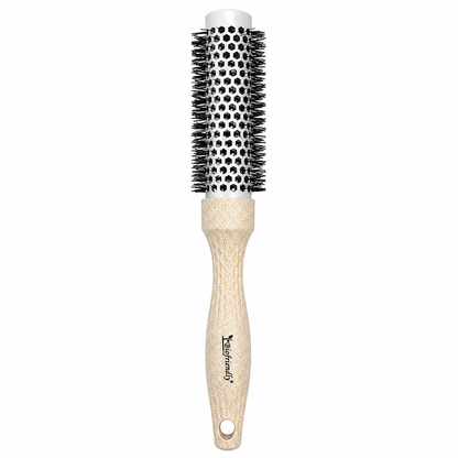 CS Beauty Eco Friendly Ceramic Radial Brush Beige with natural-look handle – sustainable styling brush for blow drying, volume and salon-quality results.