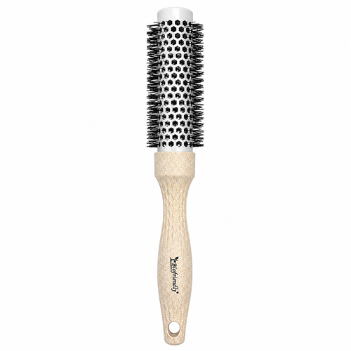 CS Beauty Eco Friendly Ceramic Radial Brush Beige with natural-look handle – sustainable styling brush for blow drying, volume and salon-quality results.