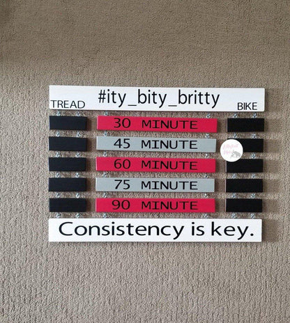 Indoor cycling performance tracker board for home gym motivation