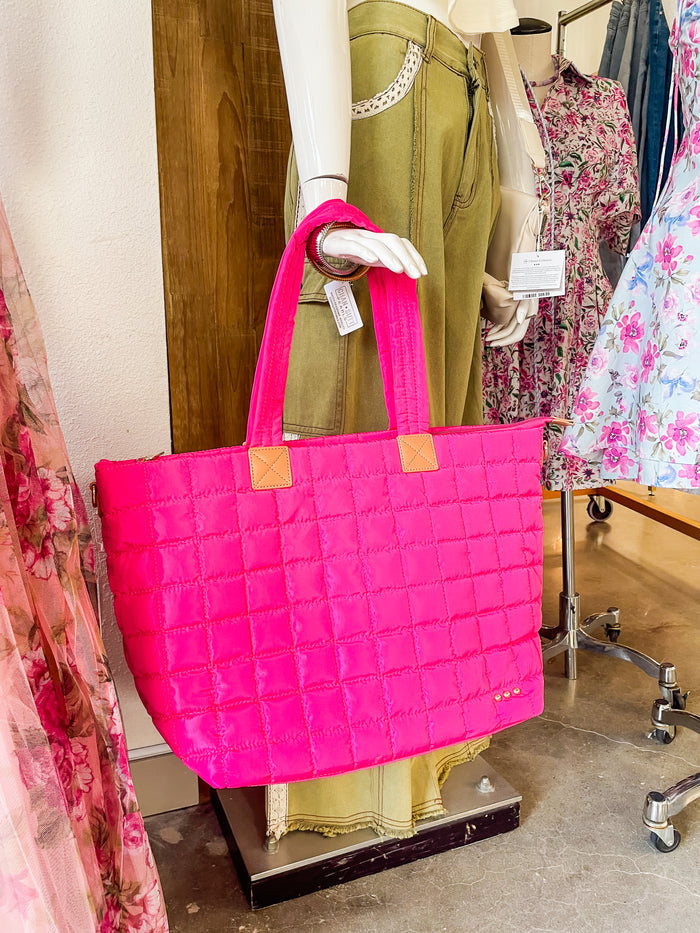 Day Dreamer Quilted Tote Bag-Pink