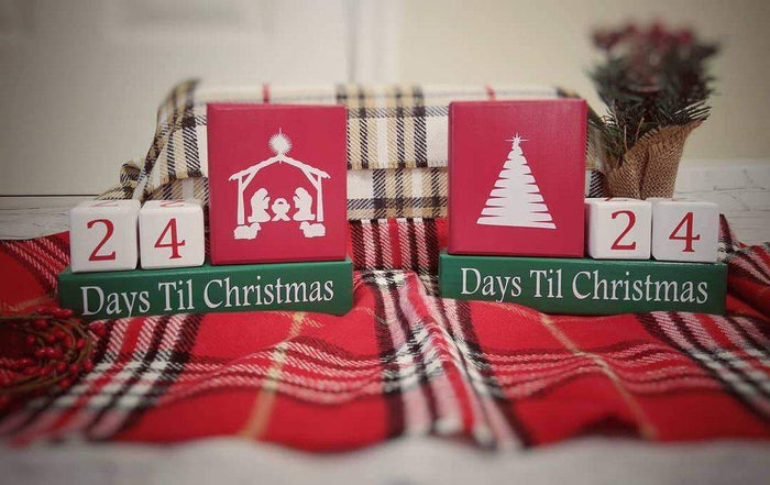 Days Till Christmas Countdown / Christmas Tree / Nativity Manger / Wooden Blocks / Stacker Set / Christmas Countdown - Elliefont Styles