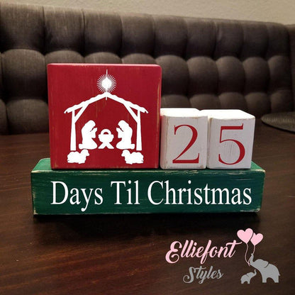 Days Till Christmas Countdown / Christmas Tree / Nativity Manger / Wooden Blocks / Stacker Set / Christmas Countdown - Elliefont Styles