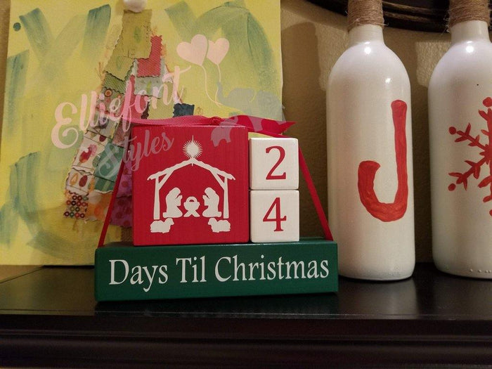 Days Till Christmas Countdown / Christmas Tree / Nativity Manger / Wooden Blocks / Stacker Set / Christmas Countdown - Elliefont Styles