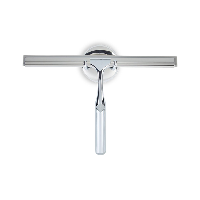 The Deluxe Shower Squeegee has a chrome plated, zinc diecast handle that is rust and tarnish free.