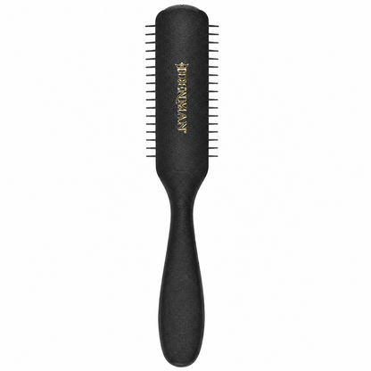 Denman D143 The Long Styler Brush rear view with black ergonomic handle and five-row styling pins on a white background.