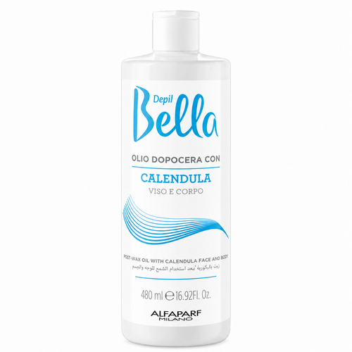 Depil Bella Post-Wax Oil with Calendula Face & Body 480ml nourishing post-wax oil to remove wax residue and soothe skin after hair removal