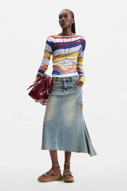 Desigual Printed Fine Knit Jumper – Multicolour by Desigual. Shop Desigual at Dotique.