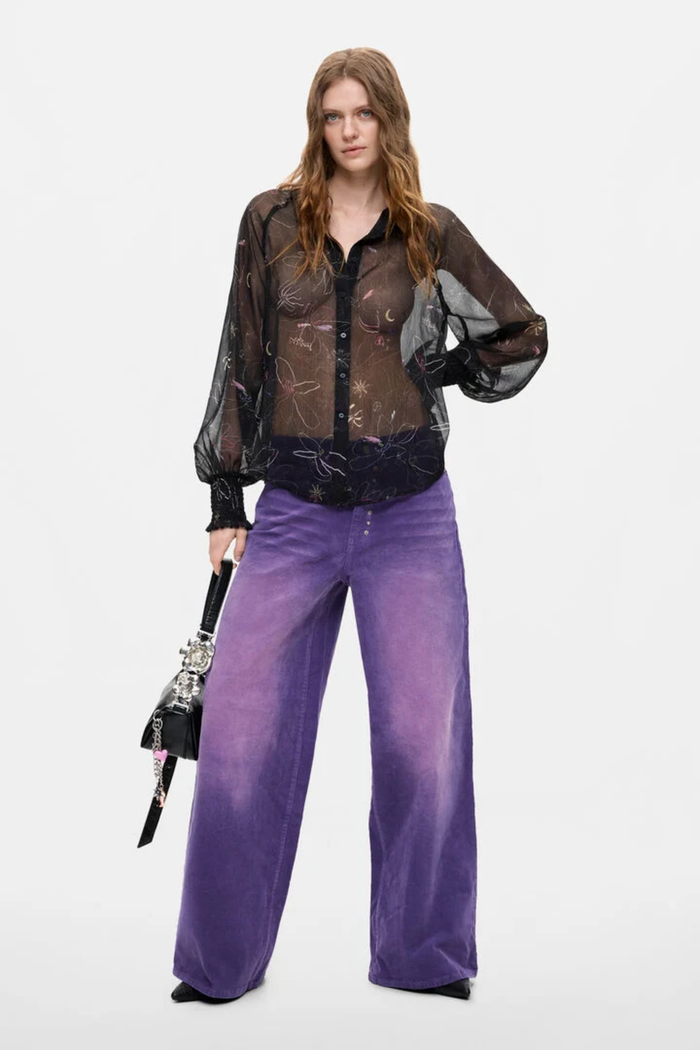 Desigual Sheer Floral Blouse – Black by Desigual. Shop Desigual at Dotique.