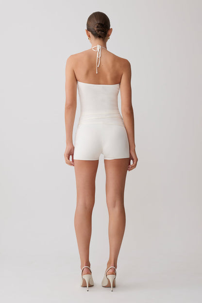 Dimitri Knit Halter Top With Hardware - Ivory