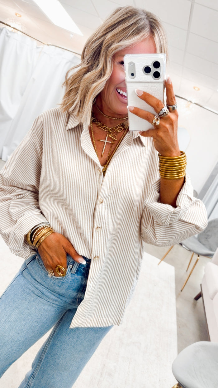 Dockside Button Down Shirt-Taupe