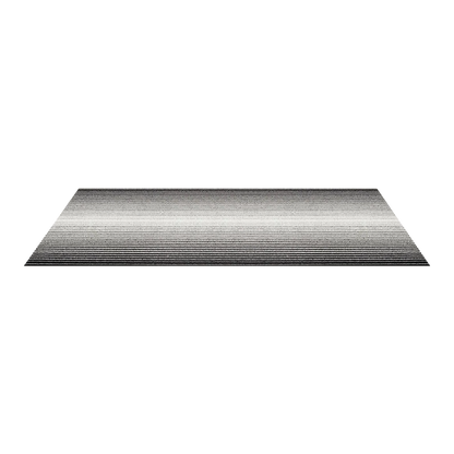 Inspired by the sharp contrast and mesmerizing motion of a cascading row of dominoes, the variegated stripes of this easy-care floor mat are at once dynamic and serene.