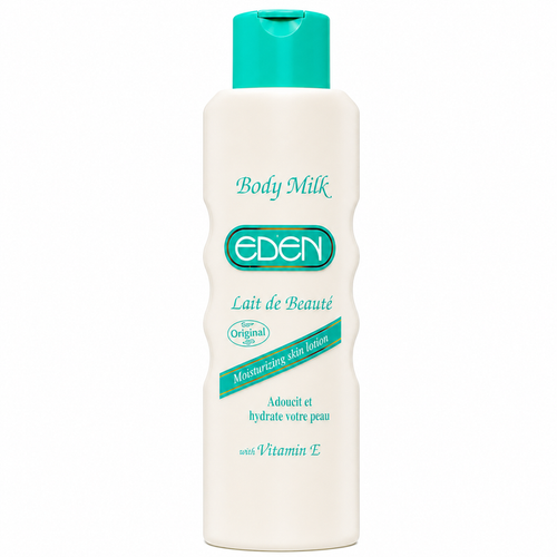 Eden Body Milk With Vitamin E 750ml – original body lotion that deeply hydrates, softens and nourishes dry skin for long-lasting moisture and smooth, healthy-looking skin.